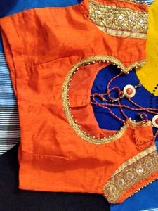 Elegant Orange &amp; Red Embroidered Saree