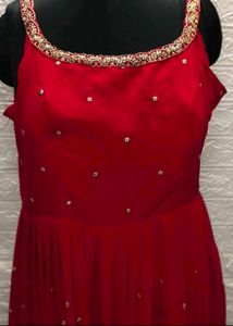 Red Embroidered Gown