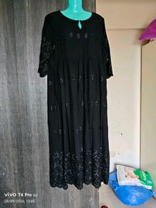 Black Embroidered Gown New