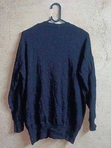 Navy Blue V-Neck Cardiga Oversized