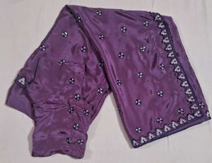 Elegant Purple Embroidered Saree with Blouse