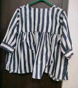 Party Wear Trendy Blue &amp; White Lining Top