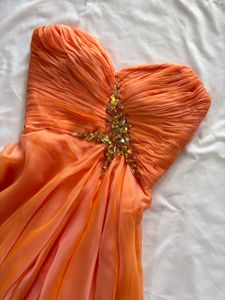 Strapless Orange Beaded Party Dress