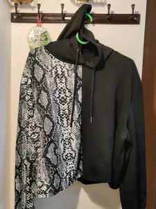 Snakeskin & Black Color Block Hoodie