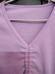Lavender String Ribbed Top