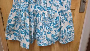 Blue Floral Print A line dress