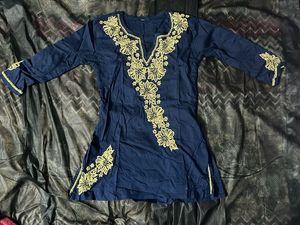 Embroidered Navy Blue Tunic