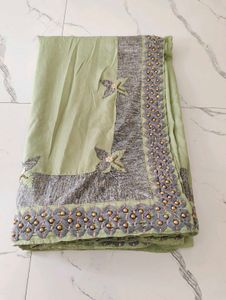 Elegant Green Embroidered Saree