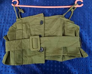 Olive Green Belted Crop Top