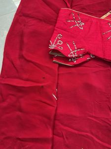Elegant Red Embroidered Saree