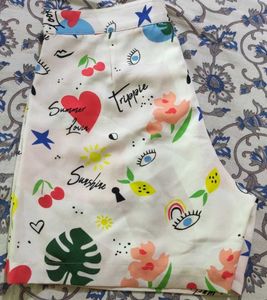 Funky Patterned White Shorts