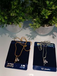 Combo Of 2 Name Pendants Silver &amp; Gold