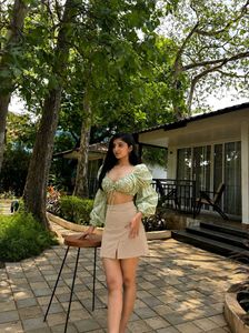 Stylish Beige A-Line Skirt with Pockets