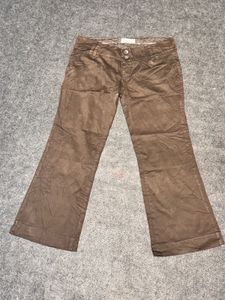 Bershka Y2K Chocolate Brown Cropped Flare Pants