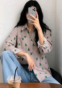 New with tag Cute Cactus Print Button-Up Shirt