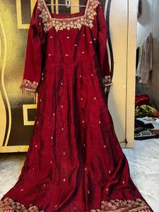 Maroon Embellished Ethnic Gown