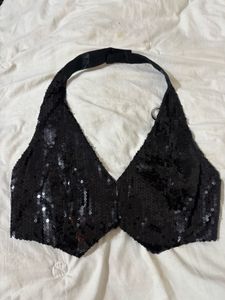 Sparkly Black Halter xs top