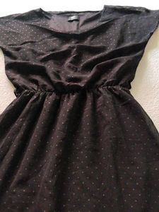 Chic Black Polka Dot High-Low Dress