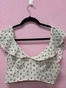 Charming Floral Print Crop Top