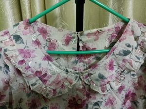 Floral Print Blouse with Sequins