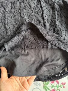 Black Lace Puff Sleeve Corset Top