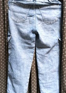 L💙 Light Blue High Waist Cargo Jeans | Wide Leg D