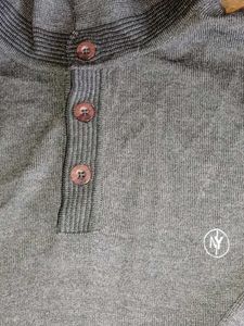 ARROW rare half button collar sweater charcoal