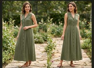 Sleeveless Button-Down Midi Dress