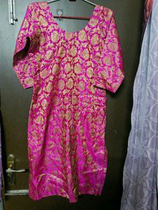 Vibrant Pink Brocade Kurta