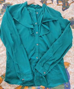 Full Sleeve Shirt Top For Women, Green