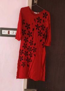Block And Red Colour Kurti