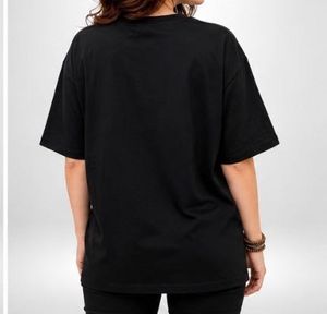 Black T-Shirt with Floral Graphic Print