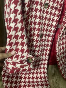 Tiffany Houndstooth Coat Faux Fur Trim