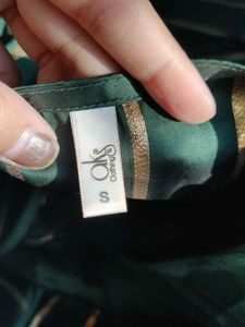 AKS Elegant Emerald Striped Dress