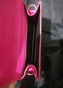 Hot Pink Croc Embossed Handbag