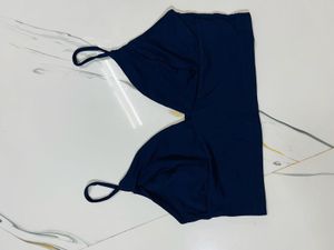 Navy Blue Spaghetti Strap Crop Top