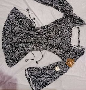 Floral Print black kurti