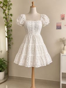 White Eyelet Mini Dress