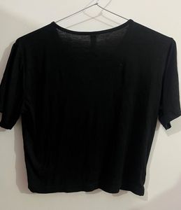 Black Butterfly Lace-Up Crop Top