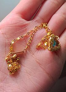 18k Gold Polish Heart Bling Necklace