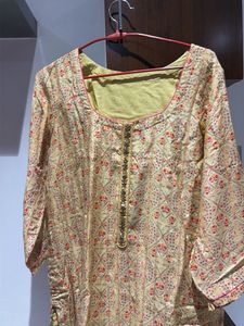 Elegant Yellow Printed Kurta