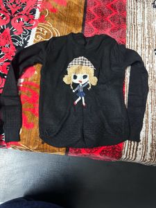 Black Woollen Girlish Top