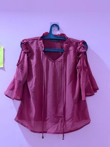 Chic Cold Shoulder Ruffle Top
