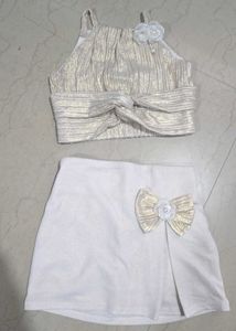 Sparkling White Skirt and Top Set