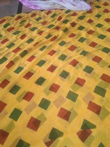 Vibrant Yellow Saree with Geometric Print