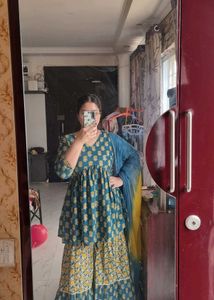 Teal Floral Kurta Set with Dupatta