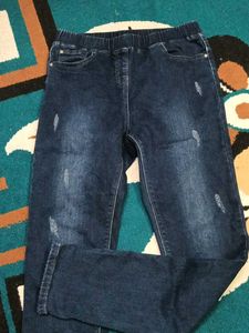 Girls' Blue Distressed Denim Jeans