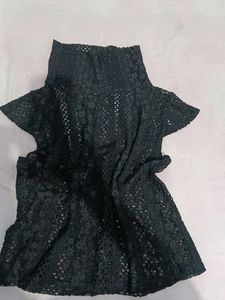 Chic Black Lace Turtleneck Top