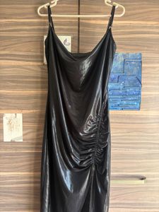 Sleek Black Dress with Ruched Detail