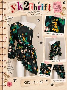 Trendy One Shoulder Floral Top